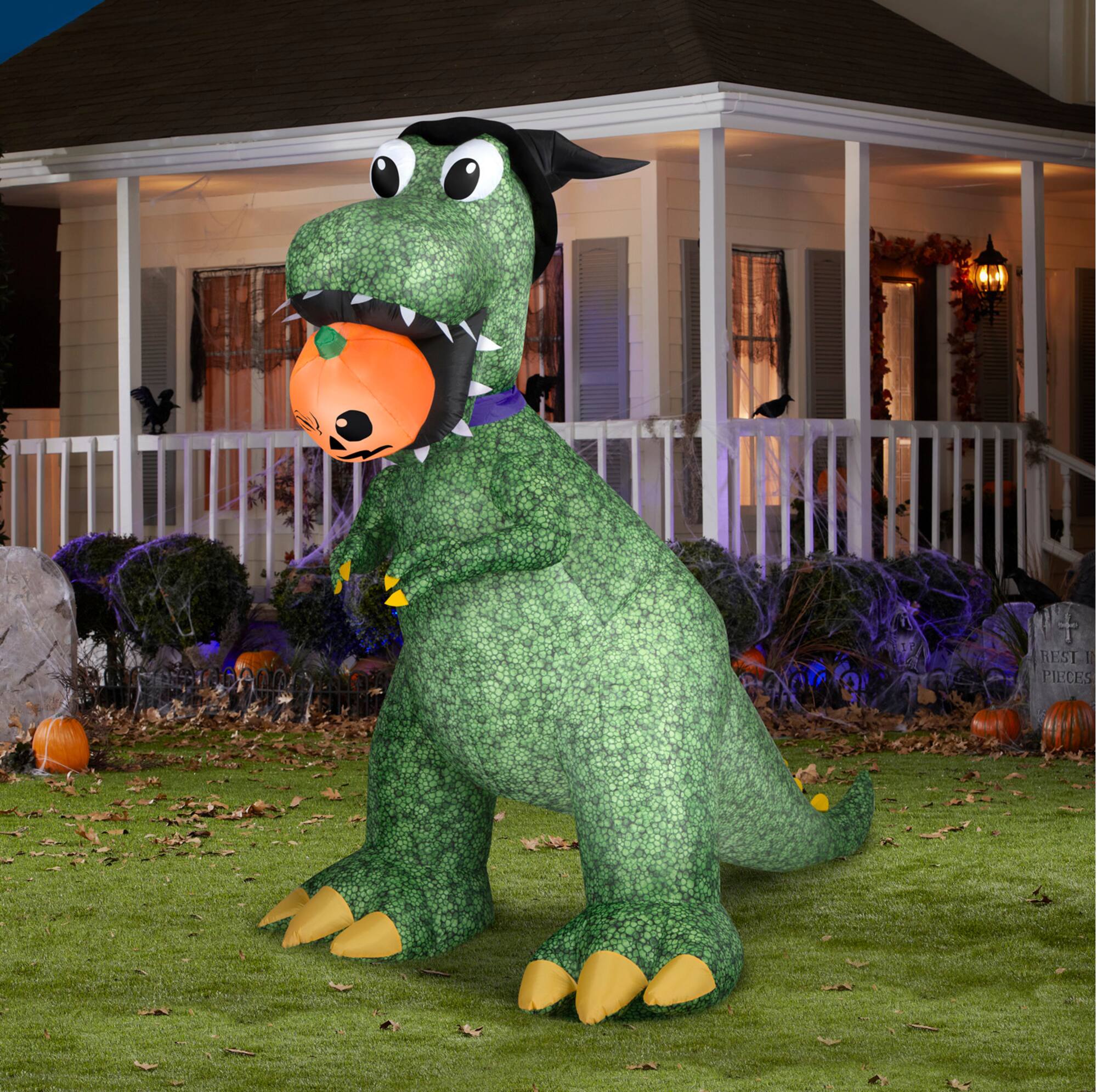 9ft. Airblown® Animated Halloween Inflatable T-Rex with Jack-O'-Lantern